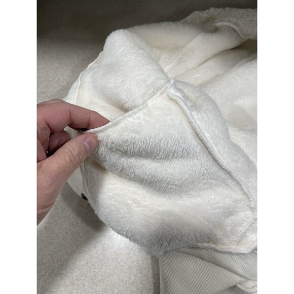 Merokeety Fuzzy Fleece Cardigan Jacket Cream/Off White Color Sz Small Soft Cozy - Picture 6 of 12
